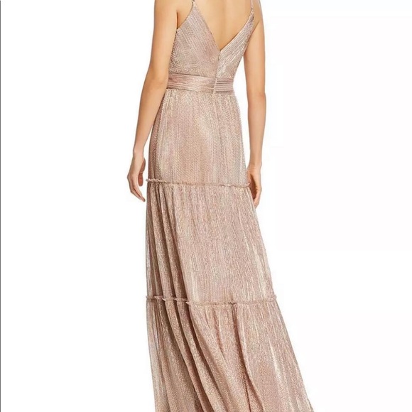 Aqua Womens Metallic V-Neck Formal Evening Dress Gown - Picture 3 of 3